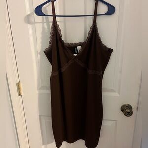 H&M Brown Ribbed Mini Dress